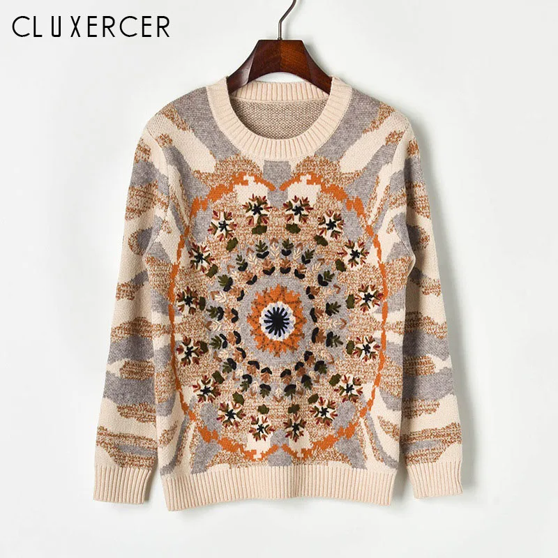 Высококачественный Женский свитер с ручной вышивкой на осень и зиму роскошные