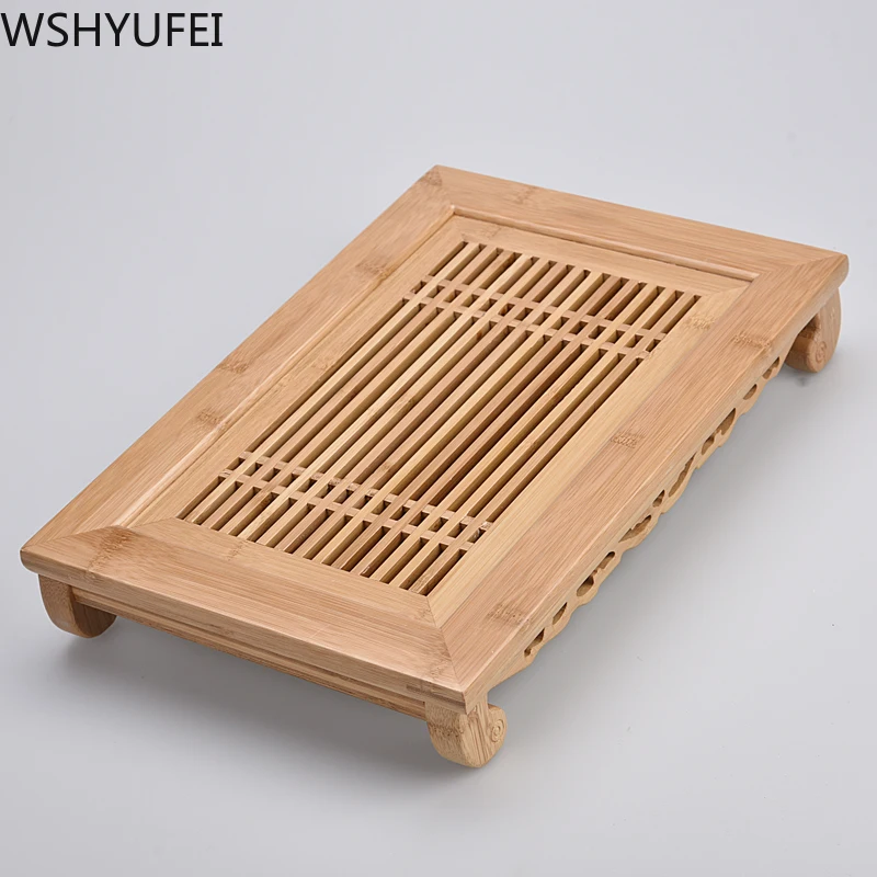 Прямоугольный бамбуковый поднос для чая удобный хранения воды бытовой чайный