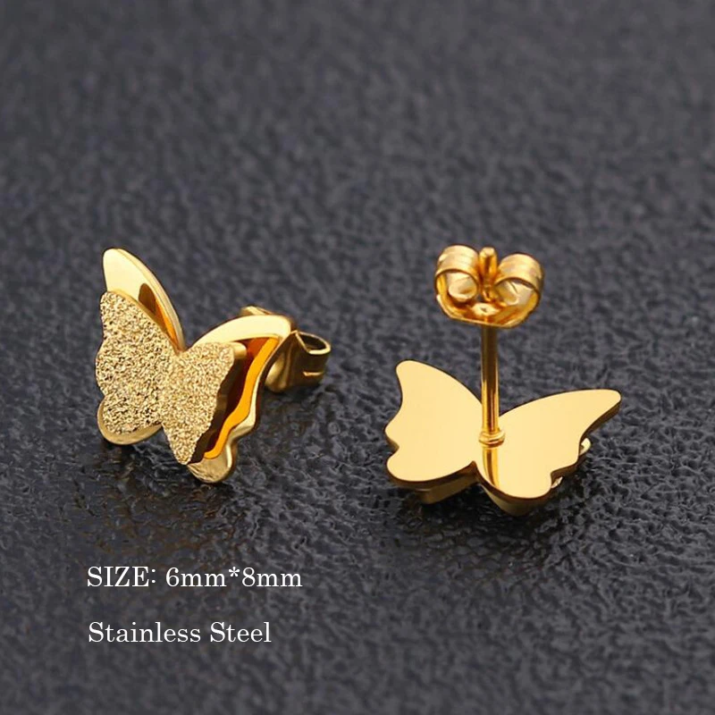 Серьги бабочки из нержавеющей стали для женщин Простые Модные женские вечерние