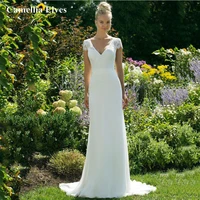 elegant lace sheath wedding dress v neck short sleeve bride dresses open back sweep train backless bridal robe de mariee