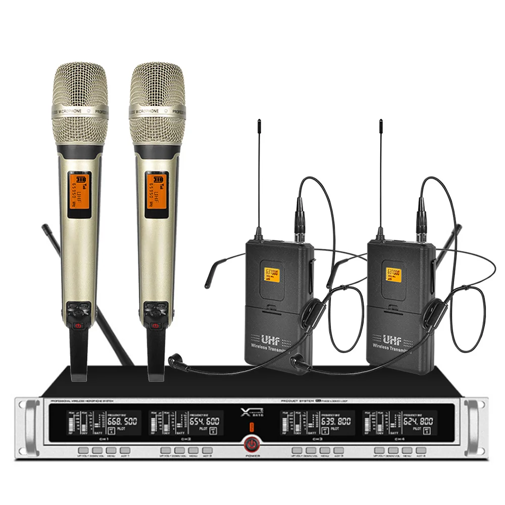 Профессиональный UHF беспроводной микрофон 2 гарнитуры ручные микрофоны для школы
