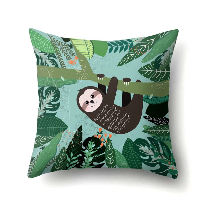 Летняя наволочка для подушки с принтом ленивецов 45x45 см мягкий уютный чехол