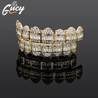 gucy fashion hip hop teeth grills caps gold silver color plated solid grillz vampire set for party gift