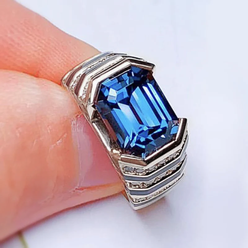 Rich Tree fashion round inlaid zircon women jewelry ring Punk style geometric square Golden engagement women's wedding | Украшения и