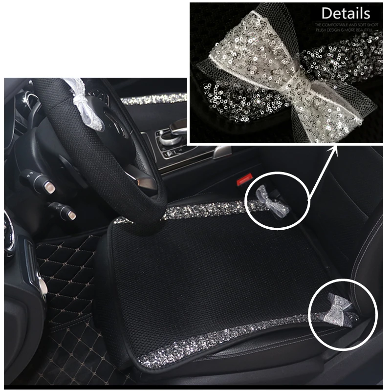 Car Glitter Accessories for Driver Seat Women Interior Sequins Bow Knot Automobiles Cushion Sets Bling for Chevy KIA Toyota BMW Car Glitter Accessories for Driver Seat Women Interior Sequins Bow Knot Automobiles Cushion Sets Bling for Chevy KIA Toyota BMW