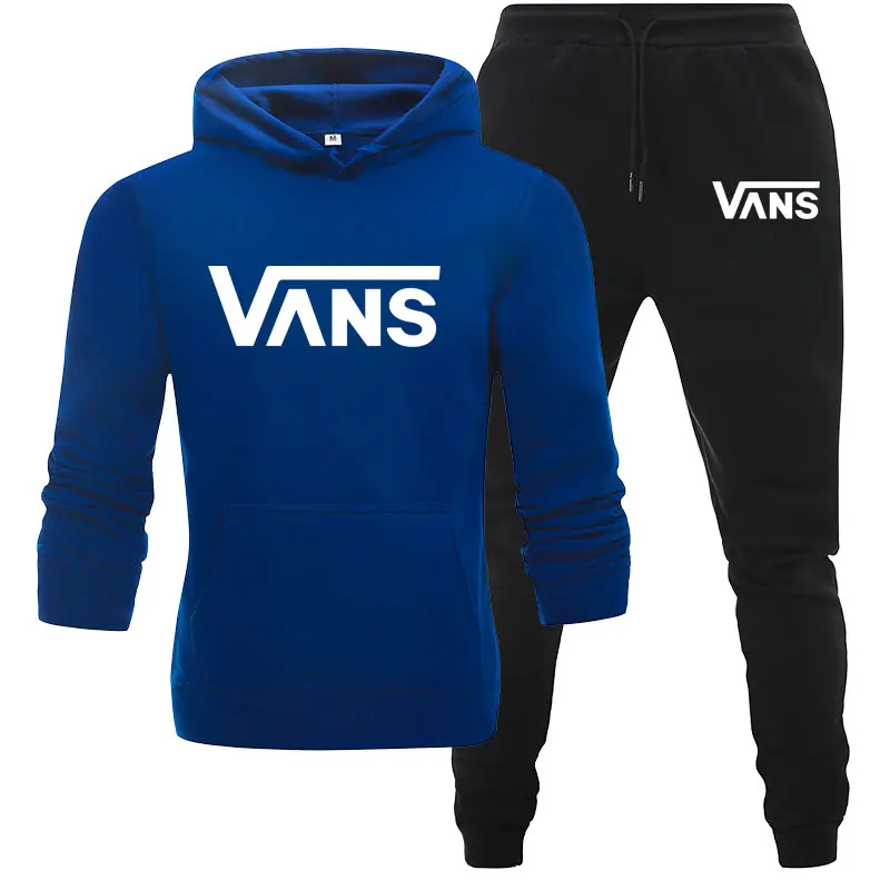 

Fashion VANS Men Set Tracksuits Hooded + Pants Autumn Male Two Piece Sets Clothing Mens Casual Track Suit Sportswear Jacket+Pant