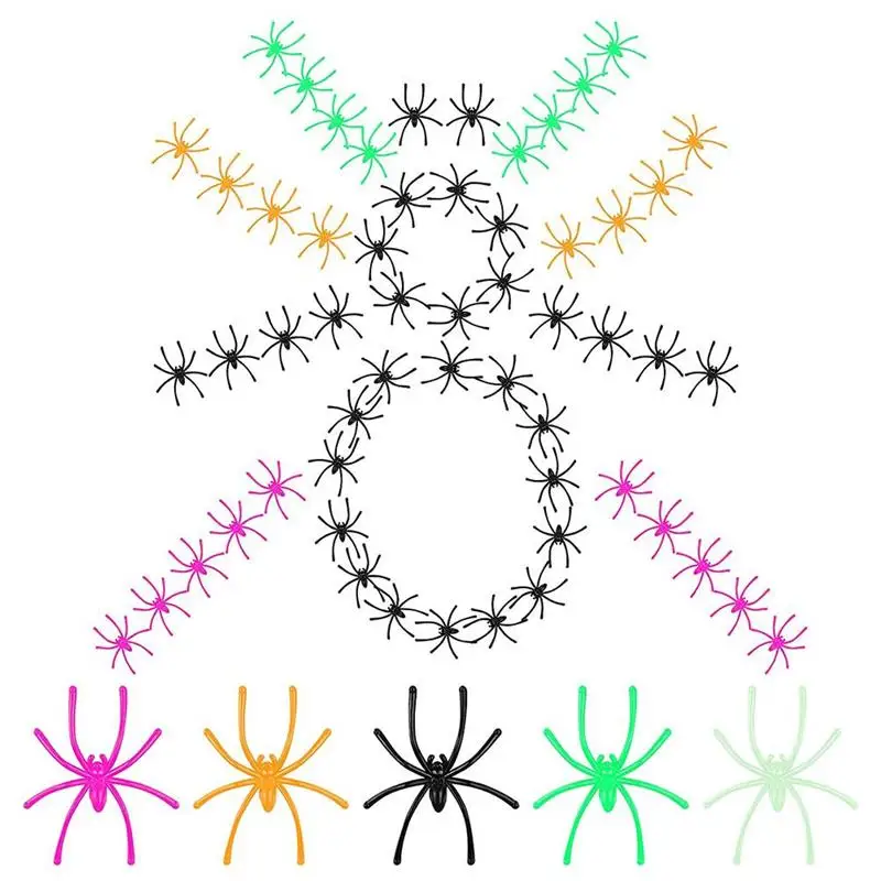 

150pcs Mini Fake Black Spiders Halloween Spider Decorations Colorful Spiders Toys Haunted House Props Accessories for Home Party