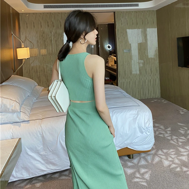 

Homemade summer of cultivate one's morality hanging neck sleeveless bind backless off-the-shoulder sexy knitted elastic over-the