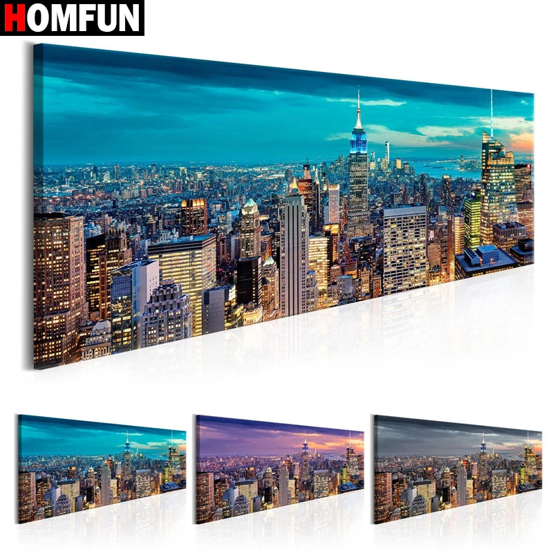 

HOMFUN Diy Full Square Round Drill 5D Diamond Painting Cross Stitch Diamond Embroidery "sky high-rise scenery" Home Decor Gift