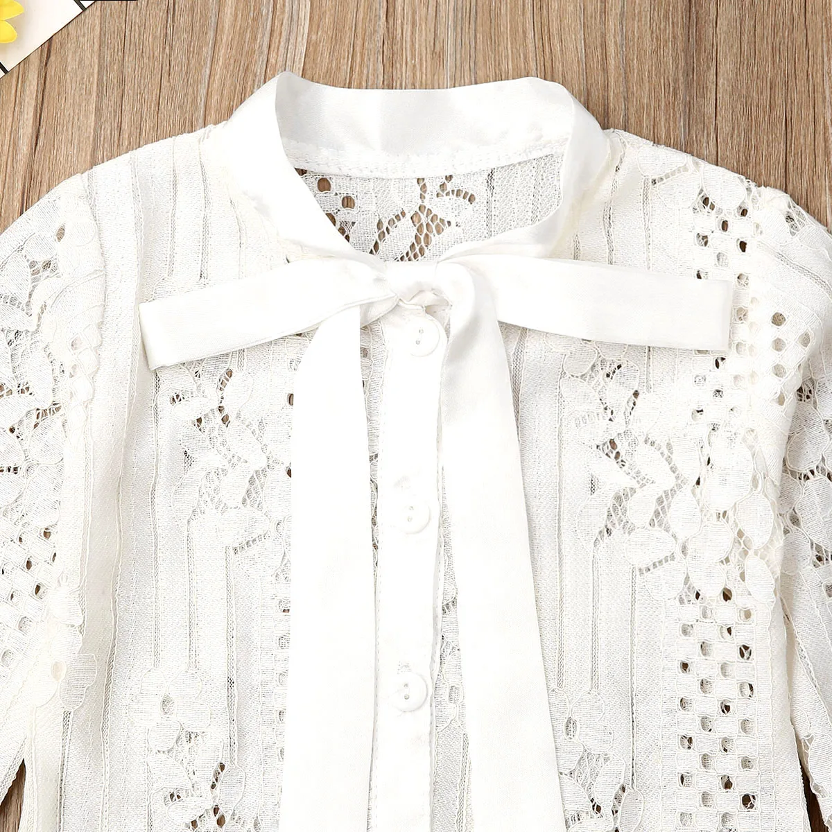 

Fashion Infant Baby Girl Clothes Long Sleeve Lace Floral Hollow Out Bowknot Tie ShirtTops +Yellow Skirt Sweet Girls Outfit Set