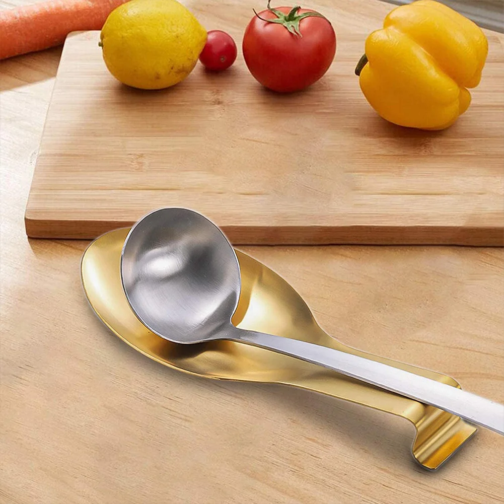 

Stainless Steel Spoon Convenient Spatula Ladle Holder Durable Chic Rest Spoon Holder Spoon Rest Mat Tool For Kitchen Utensils