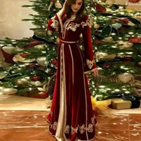 moroccan kaftan muslim evening dress beaded velour burgundy embroidered islamic dubai kaftan saudi arabia evening prom gown