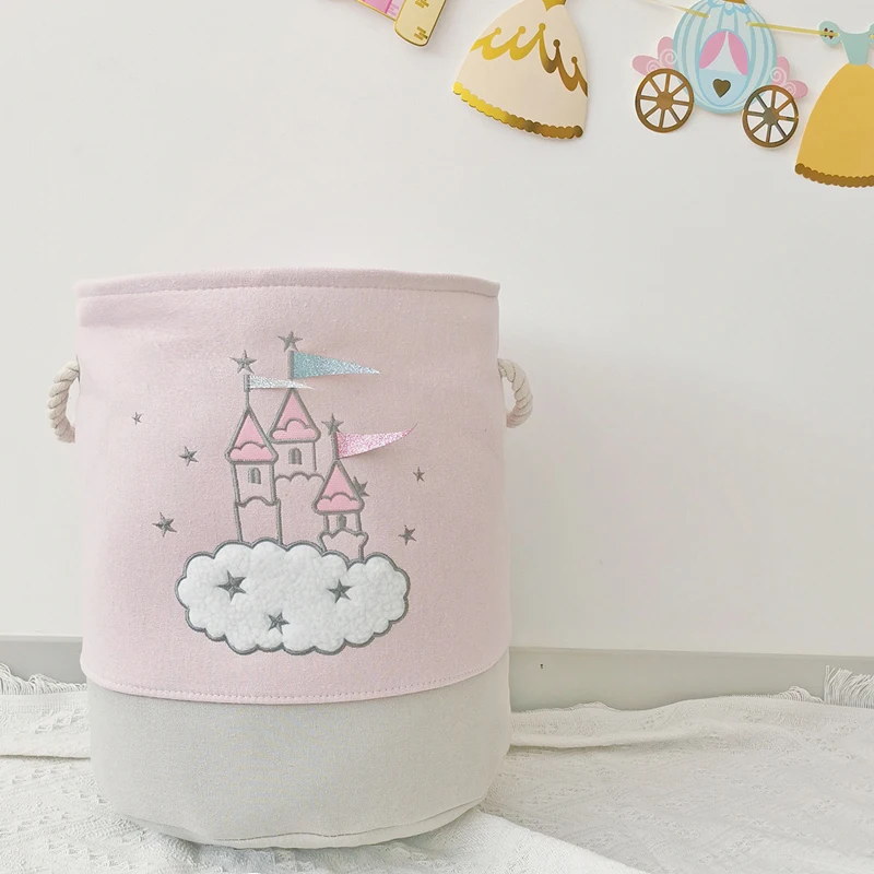 

Portable Laundry Basket Toys Organizer Cotton Linen Ballet Large Capacity Book Storage Basket Home Decoration Accessories Bucket