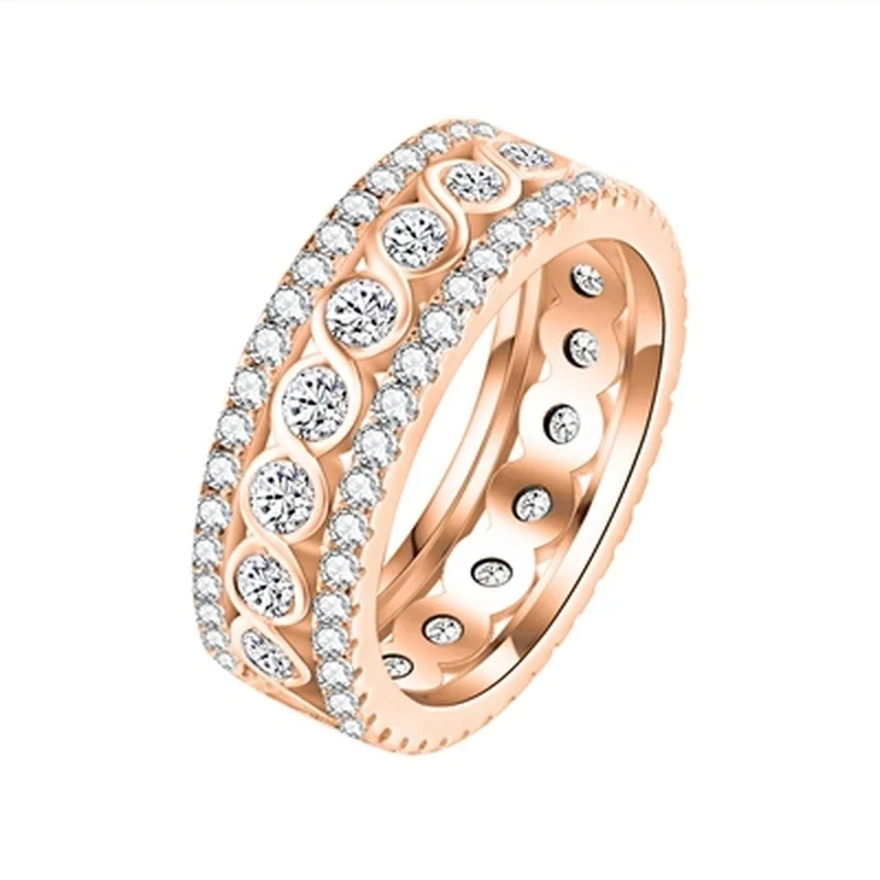 

Ring Female Romantic Wedding Bridal Jewelry Valentine's Day Fashion Exquisite Exquisite Round Hollow Zircon Ring Gift Wholesale