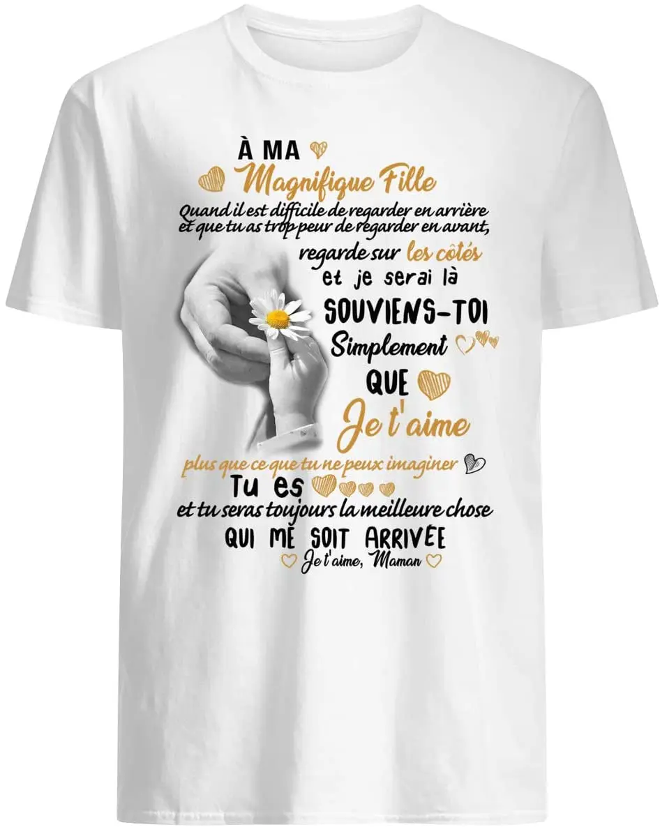 

2021 Summer Men's T-shirt To My Beautiful Daughter Letter Printing Pattern Loose Short Sleeves O-neck Casual Oversized T-shirt