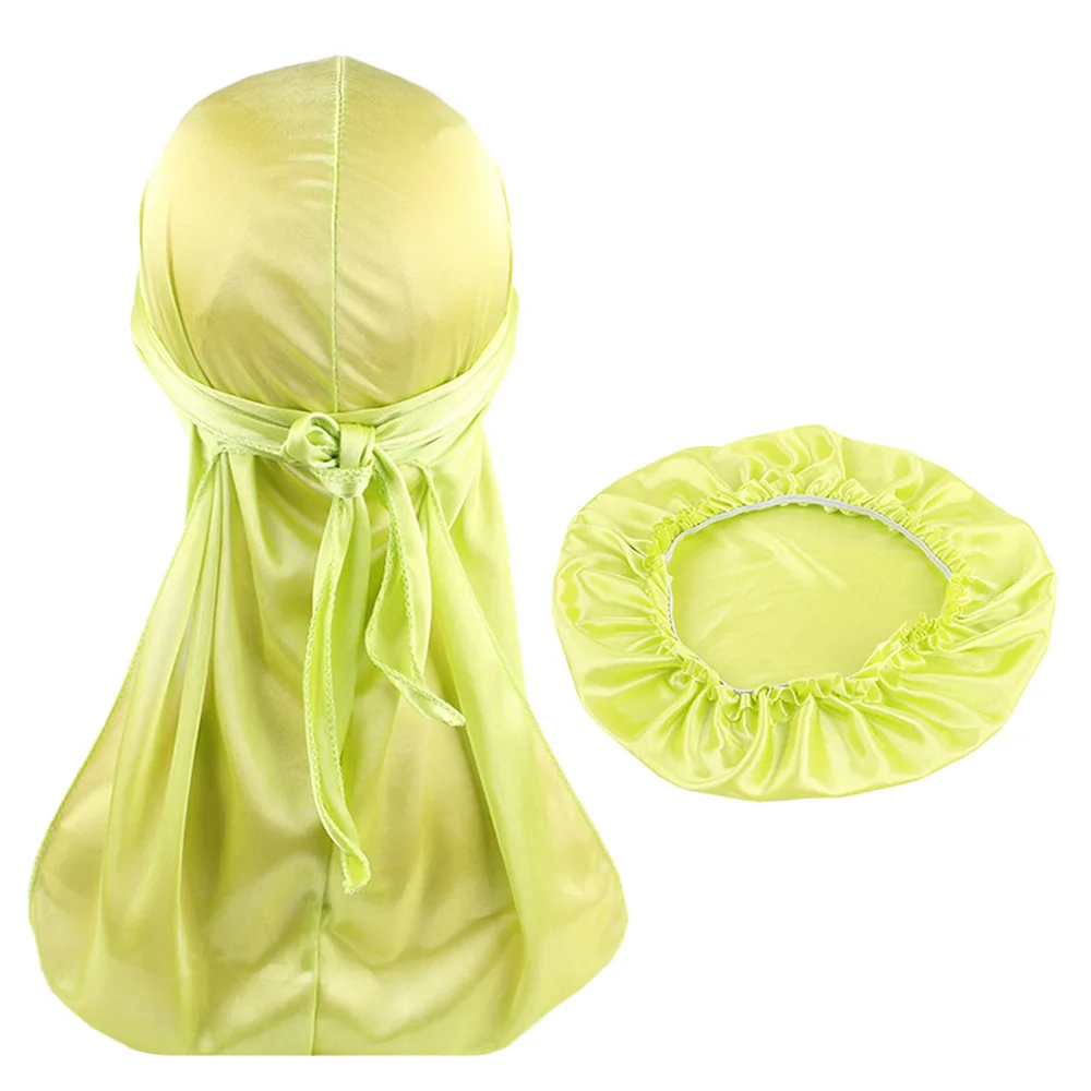 Шелковистые Durag и чепчик для Для мужчин женщин с длинным шлейфом девочек Du тряпка