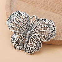 10pcslot large hollow filigree butterfly silver color charms pendants for necklace jewelry making accessories 67x48mm