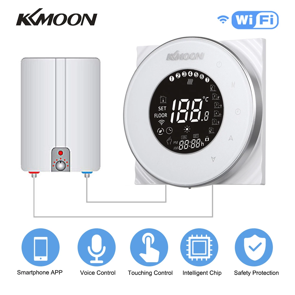 KKmoon, умный цифровой водно-газовый котел, термостат, Wi-Fi, голосовое управление, сенсорный ЖК-дисплей, комнатный контроль температуры - Цвет: type 2