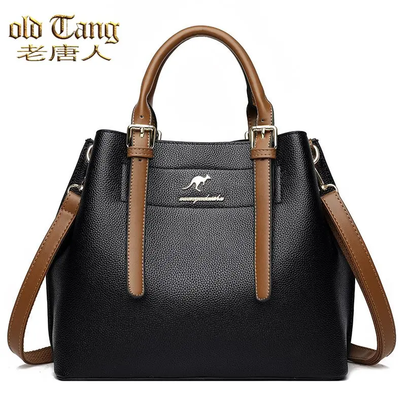 

Кожаные сумки, женская сумка, сумки на плечо для женщин, новинка 2021, роскошные дизайнерские вместительные повседневные женские сумки через ...