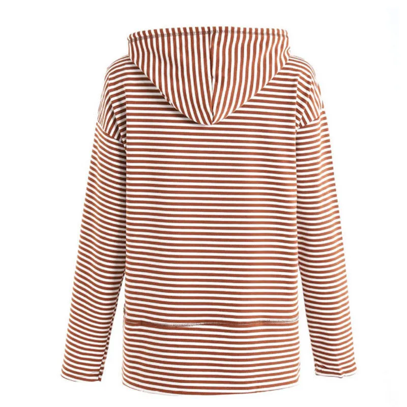 

Fashion Striped Hoodie Women Sweatshirts Long Sleeve Hooded Casual Hoodies 2018 Streetwear Woman Pull Femme Clothing