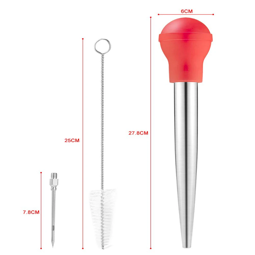 

Turkey Meat Seasoning Pump Syringes Needle Injector Brush Kitchen Cooking Tool