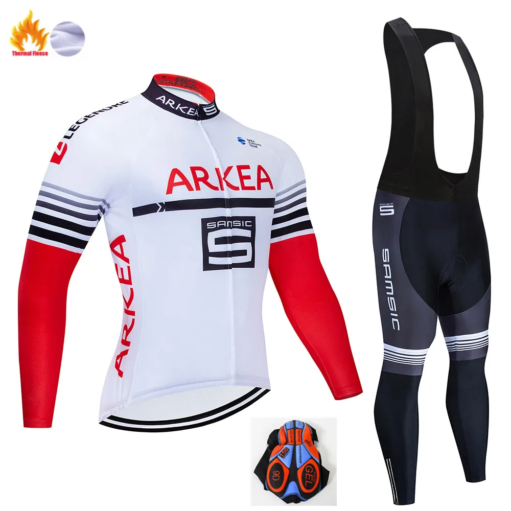 Winter Cycling Suit ARKEA Pro team зимний теплый флисовый комплект с длинным рукавом для велоспорта, Мужская велосипедная футболка, bicicleta Invierno Lana Ropa ciclismo Traje - Цвет: Winter Cycling Suit