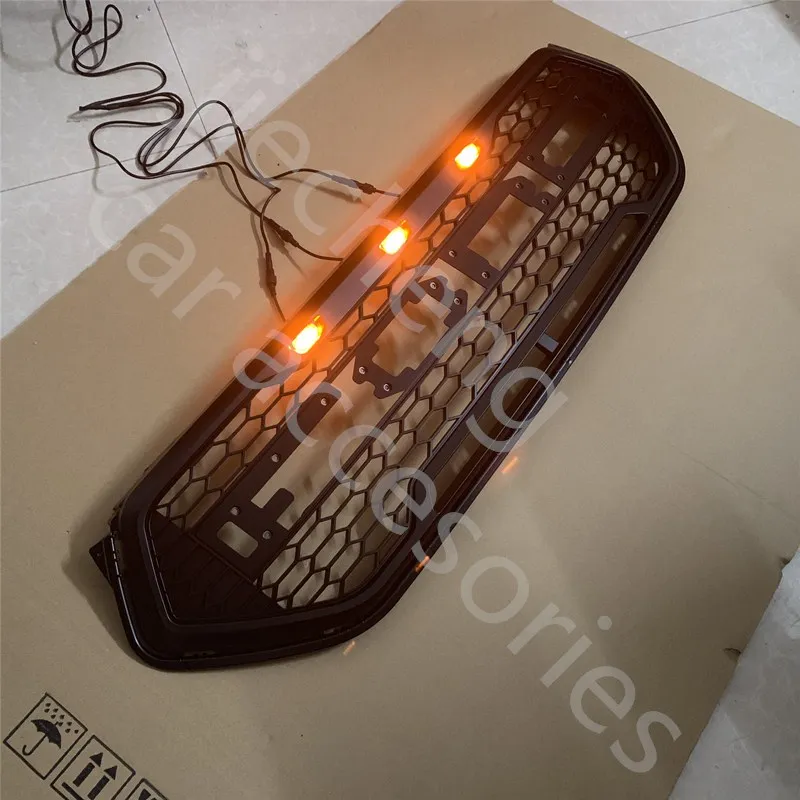 black rofd yellowled Модифицированные передние гоночные решетки матовый черный оранжевый светодиодный Решетка ABS сетка RAPTOR решетка маска планки крышка подходит для ESCAPE KUGA - Цвет: black rofd yellowled