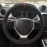 shining wheat black suede car steering wheel cover for suzuki swift 2011 2017 sx4 s cross 2013 2019 vitara celerio