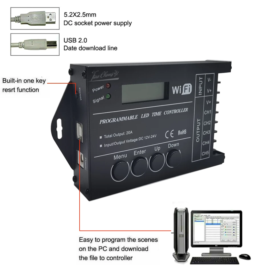 Программируемая Светодиодная лента TC420 TC421 5 каналов RGB с Wi-Fi контроллером и