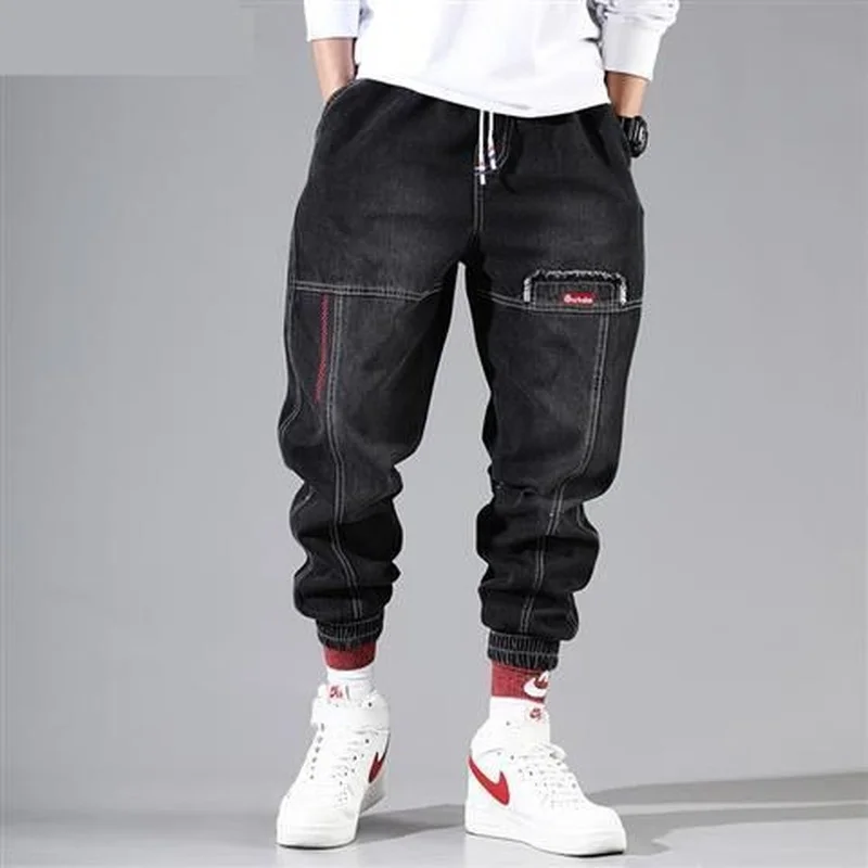 ICCLEK Tooling Jeans Men's Light-colored Hip-hop Pants Loose-fitting Pants with Small Feet Harem Pants for Men Men Skinny Jeans