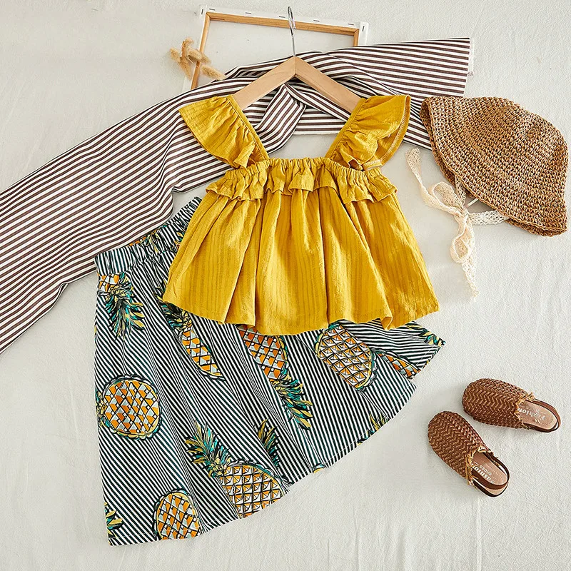2020 комплект одежды для девочек детская одежда милое летнее платье на петельках с