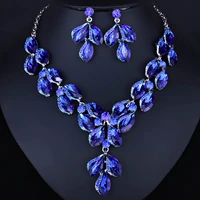 farlena wedding jewelry leaf shape multicolor crystal glass necklace earrings set for women african bridal jewelry sets
