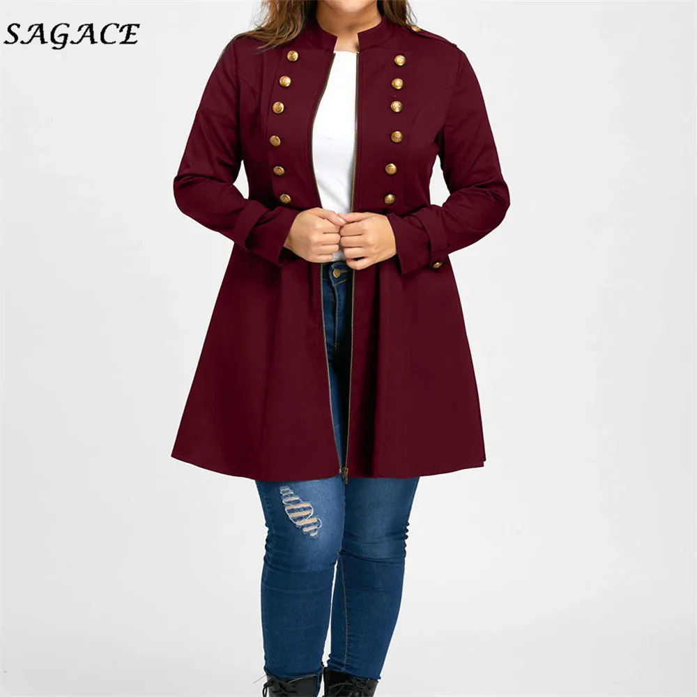 Одежда Sagace Зимний Теплый Женский Тренч с длинным рукавом модное винтажное