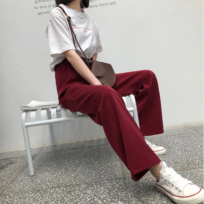 Брюки женские с завышенной талией однотонные свободные утепленные штаны