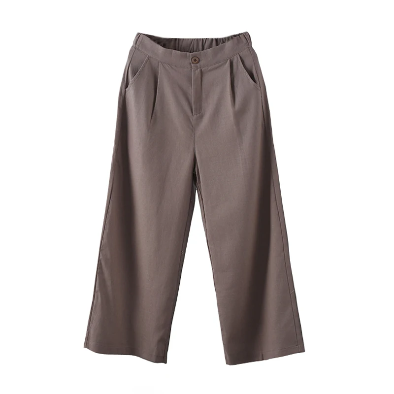 

Women's Cotton and Linen Wide-Leg Pants Summer Artistic Loose plus Size Slimming Thin Draped Casual Pants High Waist Linen Ankle