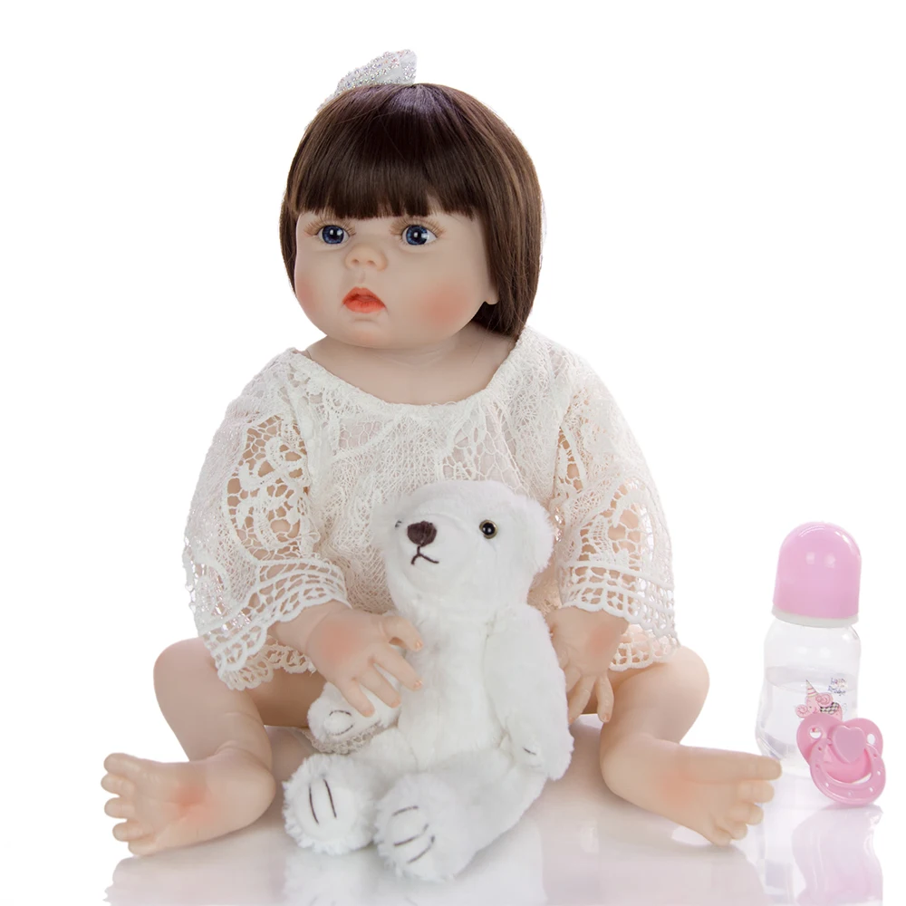 Реалистичная силиконовая кукла-младенец KEIUMI с очень большими глазами белая