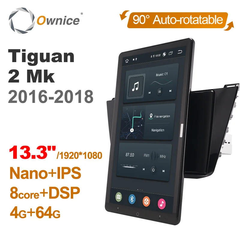 

Автомагнитола Ownice на Android 10,0, автомобильная аудиосистема 2DIN для Volkswagen Tiguan 2 Mk 2016-2018, блок HDMI 13,3 дюйма 1920*1080