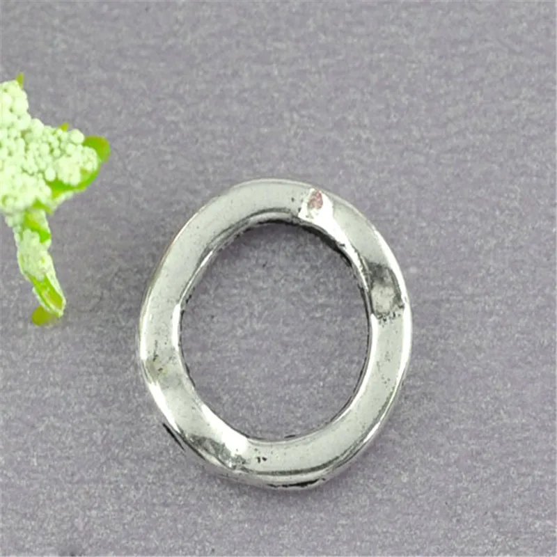 

50 PCs Doreen Box Circle Bead Frame Findings 13mm Dia. ( Fit 8mm Bead ) Znic Alloy Silver Color For DIY Jewelry Making