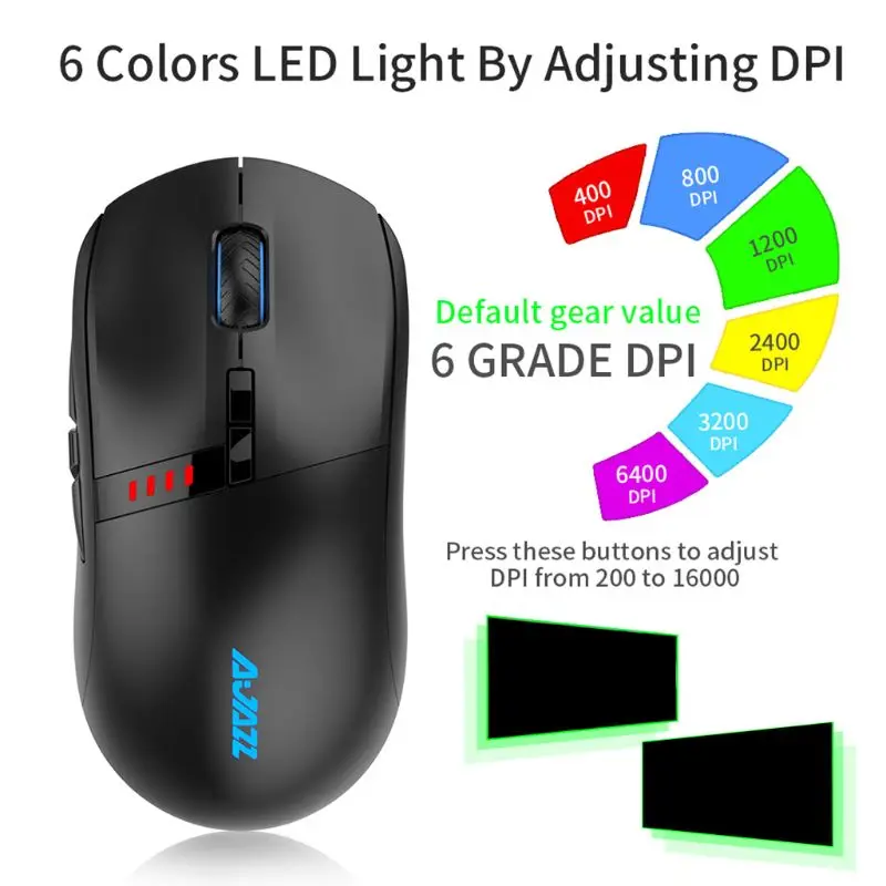 

AJazz Professional-Grade i305Pro RGB 2.4G Gaming Mouses Wireless Wired Dual Mode Rechargeable 200-16000 DPI8 Keys for Laptop PC