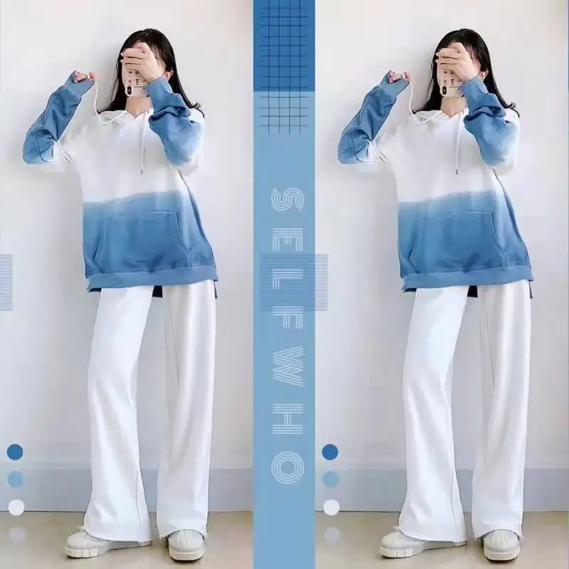 

Брючный костюм, свитшот, комплект из 2 предметов, Спортивная одежда на весну и осень, повседневный костюм, женский спортивный костюм, пуловер...