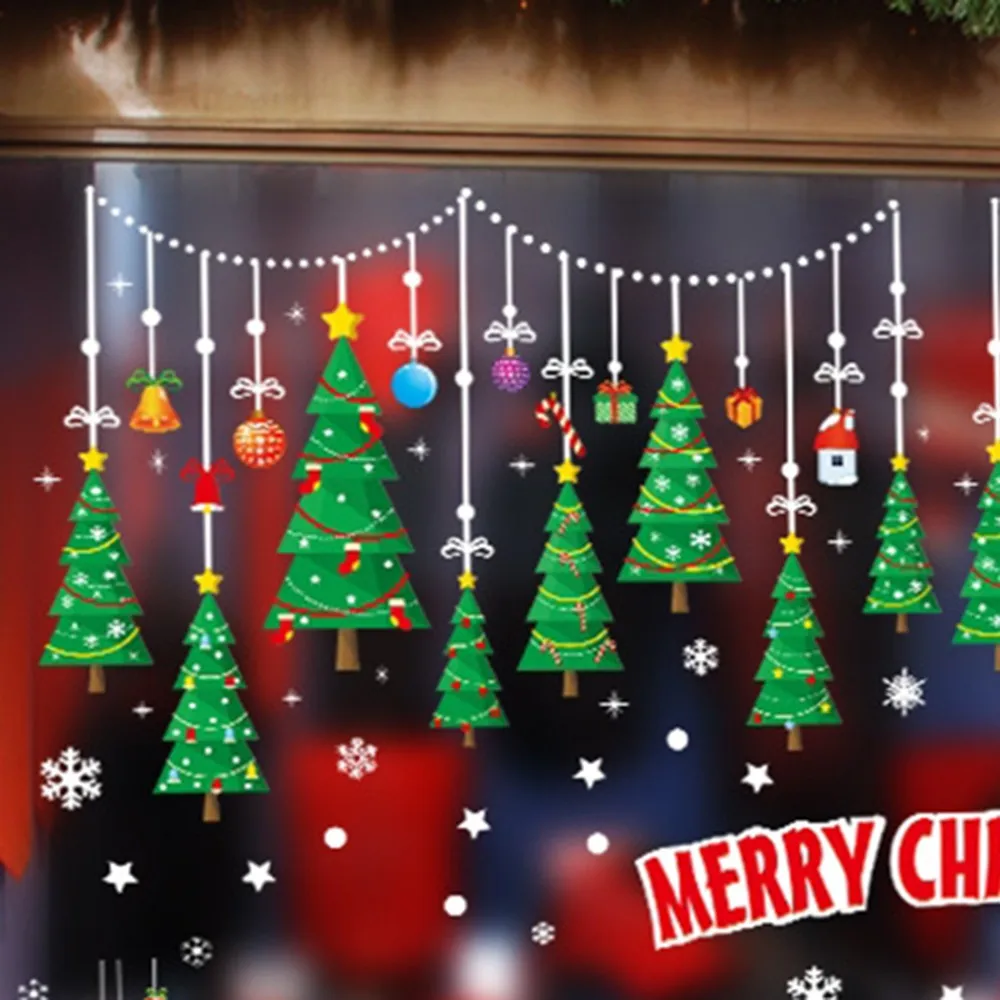 Санта Клаус украшения окна витрины наклейки для стеклянных дверей самоклеющиеся