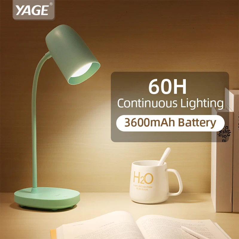 

YAGE Desk Lamp 3600mAh Rechargeable Battery Eye Protection 3 Mode Lighting Brightness USB Learning Table Night Light for Study