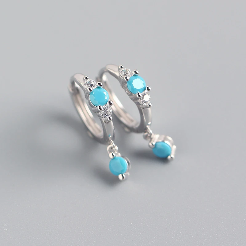 

PONYKISS Real S925 Sterling Silver Pretty Blue Zircon Hoop Earrings for Women Anniversary Delicate Elegant Accessory Gift