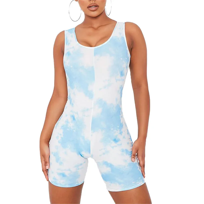 

Сексуальный женский цельный топ 2020, комбинезон с принтом Tie Dye, женский комбинезон без рукавов, комбинезон, сексуальная уличная одежда