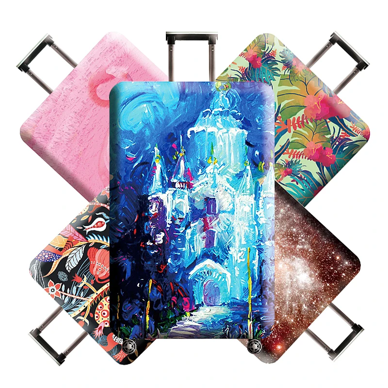 Защитный чехол для багажа плотная эластичная ткань художественный узор защитный
