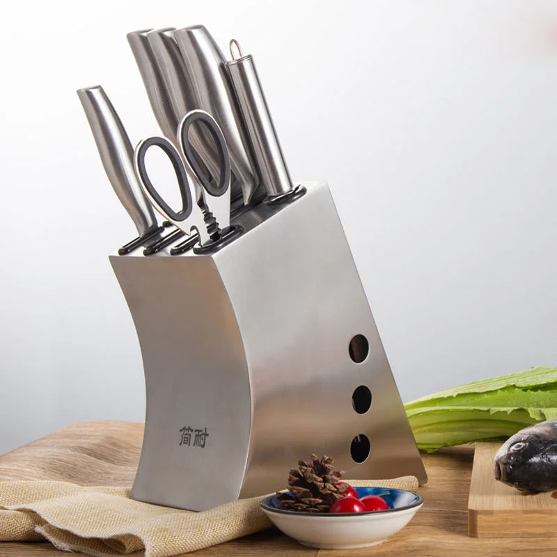 

Stainless Steel Knife Holder Knife Holder Ventilation Moldproof Kitchen Rack Household Chopper Knife Multi-function Storage Rack