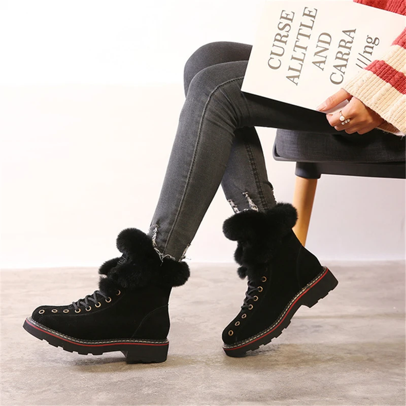 Enplei/зимние ботинки Женские Ботинки Martin Зимняя теплая плюшевая женская обувь на
