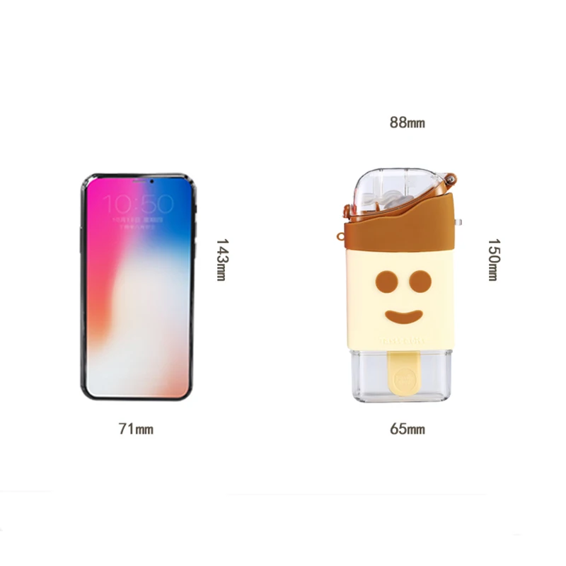 

New Summer Cute Donut Ice Cream Water Bottle with Straw Creative Square Watermelon Cup Portable Leakproof Milk Bottle