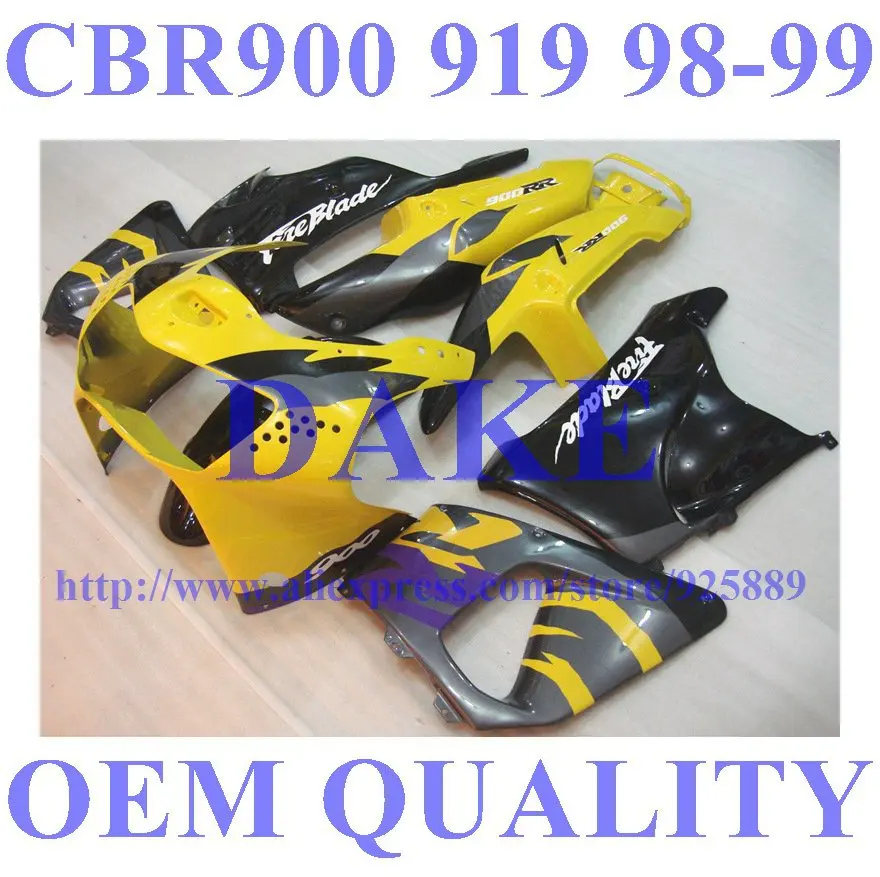 

DAKE Fullset fairings for 919RR 98 99 CBR900RR 919 98 99 CBR 900RR 1998 1999 CBR919RR 98 99 yellow black fairing #s6hzy11