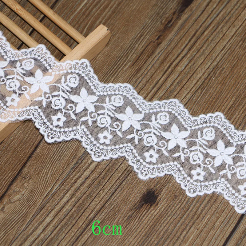 6CM 2YARD 2 ярда 7-16 см белая кружевная лента ручной работы кружевная отделка пэчворк материал пошив одежды «сделай сам» Аксессуары - Цвет: 6CM 2YARD
